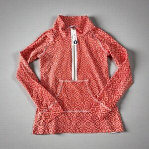 LAUREN GOLD Orange Patterned Long Sleeve Quarter Zip Size Small NEW NWT